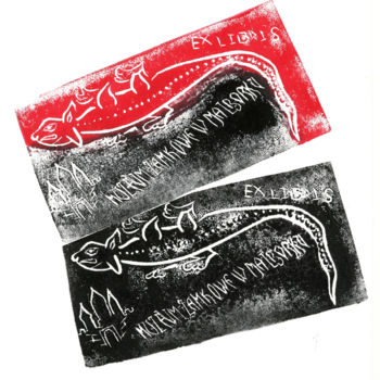 Estampas & grabados titulada "Exlibris - The Malb…" por Victor Shefer, Obra de arte original, Linograbados