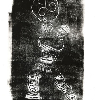 Druckgrafik mit dem Titel "Шаман" von Victor Shefer, Original-Kunstwerk, Linoldrucke