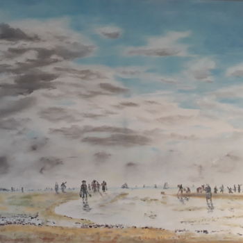 Pintura intitulada "maree-basse-a-etapl…" por Mrgone, Obras de arte originais, Óleo