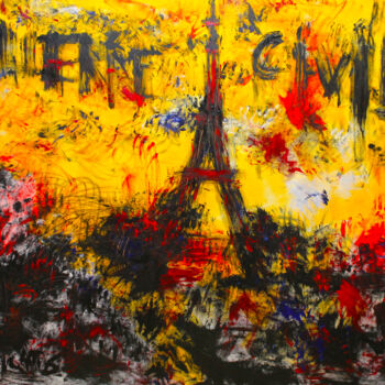 Painting titled "L'embrasement" by 0xec6d0, Original Artwork, Acrylic