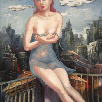 Painting titled "Vacant in the city" by Lijiao Liu, Original Artwork, Oil