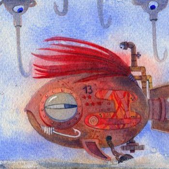 Peinture intitulée ""Чумовая рыба"" par Tatiana Bulgakova, Œuvre d'art originale, Huile