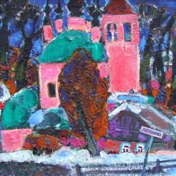 Pintura titulada "Зимний вечер" por Daria Timoshkina, Obra de arte original