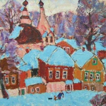 Pintura intitulada "Зимний городок" por Daria Timoshkina, Obras de arte originais