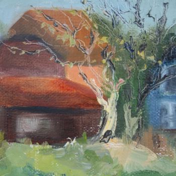 Картина под названием "весна в деревне lan…" - Александра Ионас, Подлинное произведение искусства