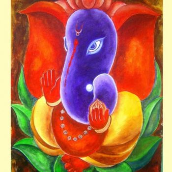 Painting titled "ganesh" by Gopal Ghosh, Original Artwork