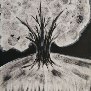 Painting titled "Black Apple" by Andrzej Kramer, Original Artwork, Acrylic