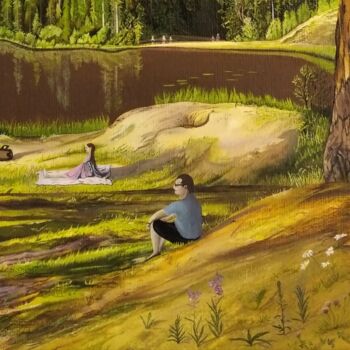 Peinture intitulée "Юкки. Мальчик сидит…" par Vera Volkova, Œuvre d'art originale, Huile