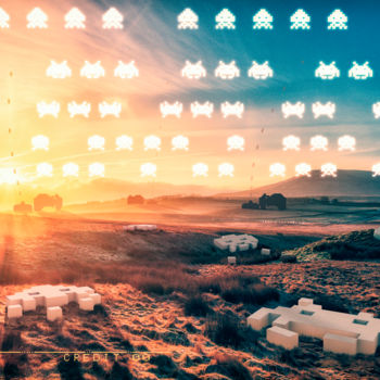 Digital Arts titled "Space Invaders" by Mauro Mondin, Original Artwork, Photo Montage