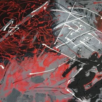 Картина под названием "Черный и красный." - Даниил Кутьин, Подлинное произведение искусства, Акрил Установлен на Деревянная…