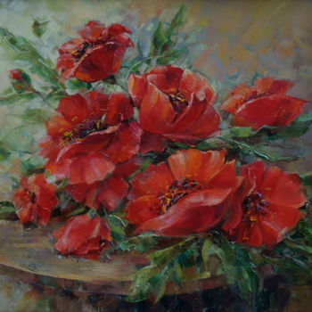 Painting titled "Маковое настроение" by Irina Mironova, Original Artwork, Oil