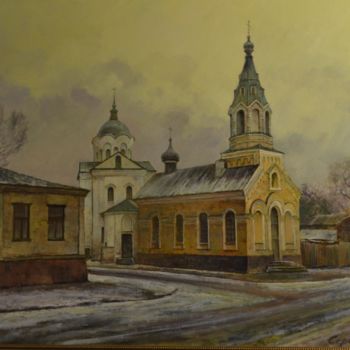 Painting titled "Church of Elijah We…" by Andrey Serebryakov, Original Artwork, Oil