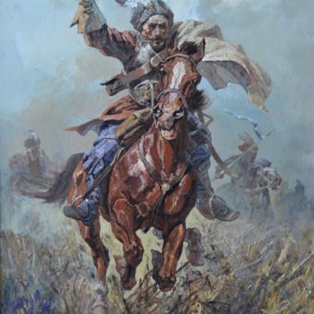 Pittura intitolato "Otaman. Cossack era." da Andrey Serebryakov, Opera d'arte originale, Olio