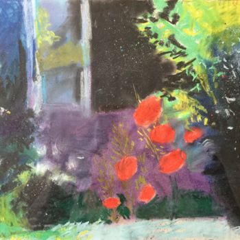 Painting titled "Les Coquelicots" by Yixiao Li, Original Artwork, Pastel