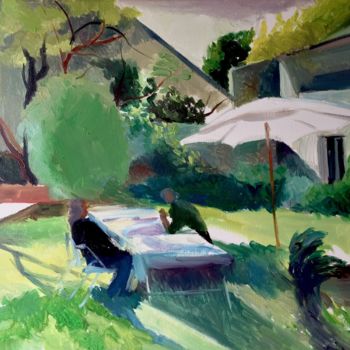 Painting titled "Backyard" by Yixiao Li, Original Artwork, Oil