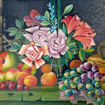 Картина под названием "Букет из роз..." - Tatyana Kiyashko, Подлинное произведение искусства, Масло