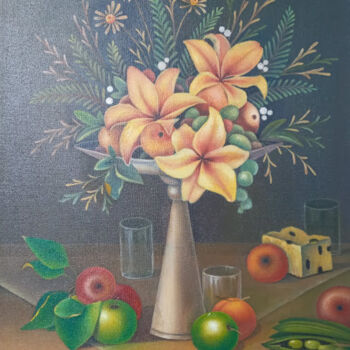 绘画 标题为“Букет с лилиями....” 由Tatyana Kiyashko, 原创艺术品, 油