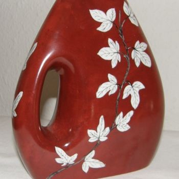 Schilderij getiteld "Vase poignée rouge" door Madeleine Golay, Origineel Kunstwerk