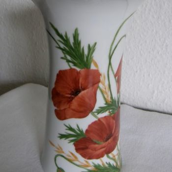 Painting titled "Vase coquelicots" by Madeleine Golay, Original Artwork