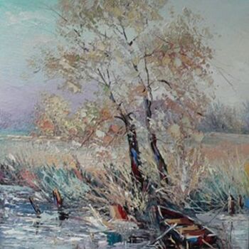 Malerei mit dem Titel "Lunca Costesti-Land…" von Ioan Rosca, Original-Kunstwerk, Öl