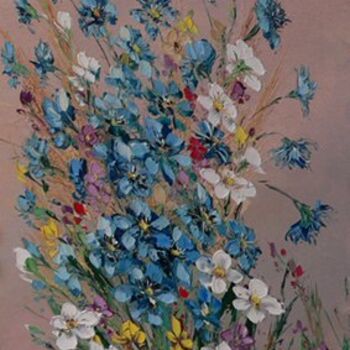 Malerei mit dem Titel "Bluebonnets" von Ioan Rosca, Original-Kunstwerk, Öl