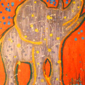 Pintura titulada "elephant.jpg" por Evgenii, Obra de arte original, Pastel