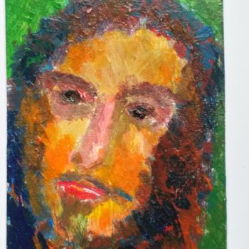 Painting titled "Crying Jesus" by Tiger Lew, Original Artwork, Acrylic