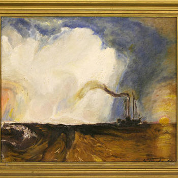 Painting titled "Dampfboot" by Norbert Fleischer, Original Artwork