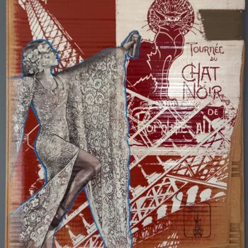 Schilderij getiteld "Paris chat noir /2…" door 2mé / Blondeau, Origineel Kunstwerk, Airbrush
