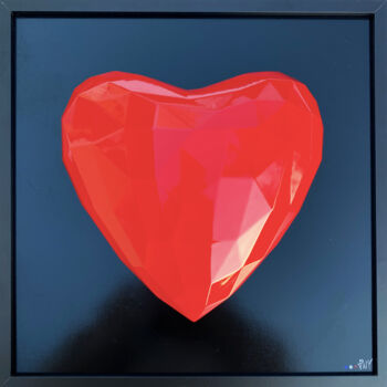 Painting titled "Heart Love" by 2ny, Original Artwork, Acrylic Mounted on Wood Panel