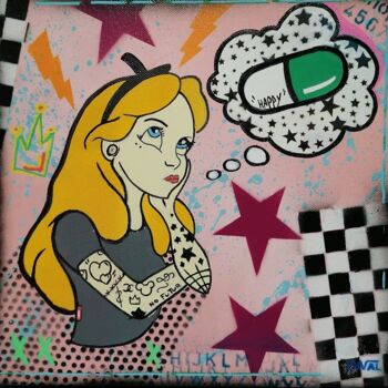 Painting titled "Alice chez les teuf…" by 2wal, Original Artwork, Stencil