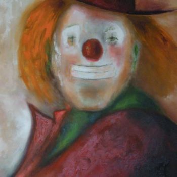 Peinture intitulée ""clown cardinal"" par Martine Decamps, Œuvre d'art originale