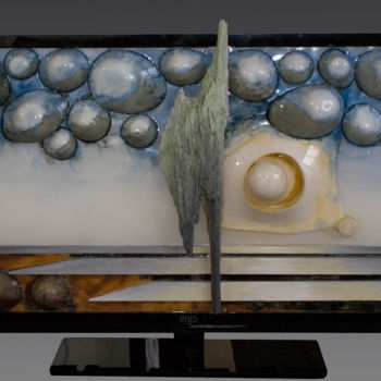 Pittura intitolato "3-d TV(У МОРЯ) Гуме…" da Iurii Tiukh, Opera d'arte originale, Olio Montato su Plexiglass