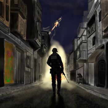 Arts numériques intitulée "Street and War" par 3dcursordesigner, Œuvre d'art originale, Peinture numérique