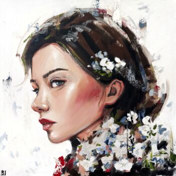 Pittura intitolato "Flowers are often a…" da Marina Ogai, Opera d'arte originale, Olio