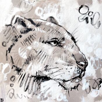 Painting titled "PANTHER" by Marina Ogai, Original Artwork, Oil