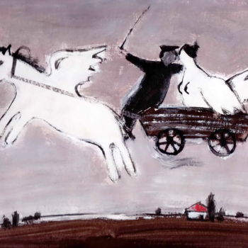 Drawing titled "Сирин  -  птица сча…" by Vyacheslav Shpak, Original Artwork, Gouache Mounted on Cardboard