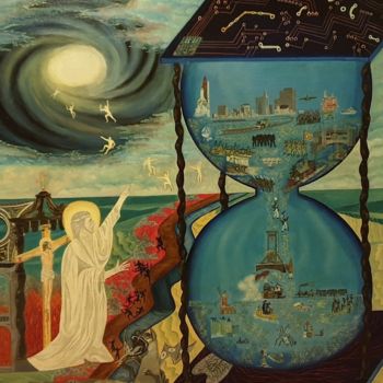 Schilderij getiteld "Эксперимент времени…" door Sergei Troianov, Origineel Kunstwerk, Olie