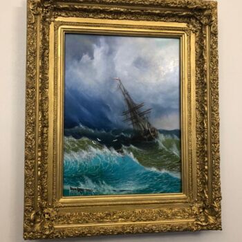 Картина под названием ""Корабль Среди Бурн…" - Artyom Pulyaev, Подлинное произведение искусства, Масло