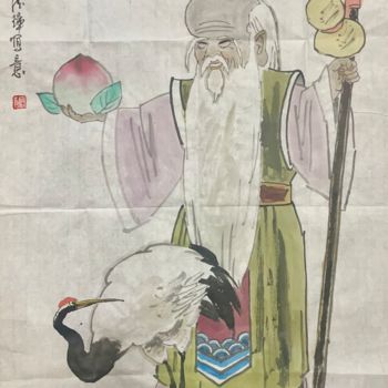 Schilderij getiteld "福如东海" door Ming Wei Zhang, Origineel Kunstwerk, Inkt