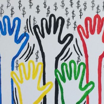 Peinture intitulée "Olympic Hands / J.O…" par 7itit, Œuvre d'art originale, Acrylique
