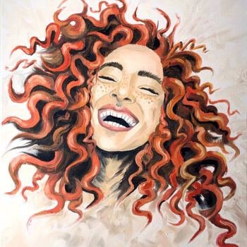 Painting titled "Freckles or Ginger…" by Ekaterina Shcheglova, Original Artwork, Oil