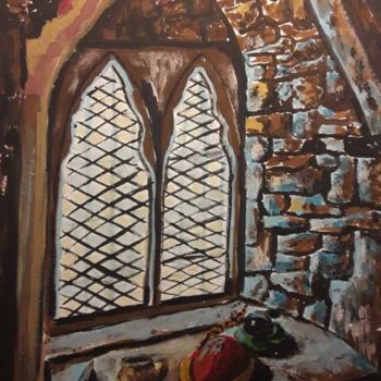 Рисунок под названием "Окно старого замка" - Ната Козина, Подлинное произведение искусства, Гуашь