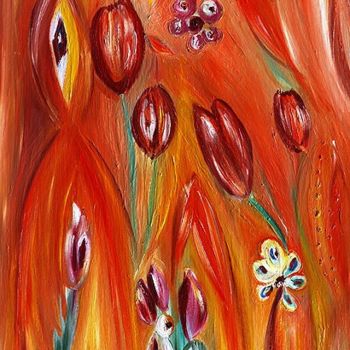 Painting titled "Orange Songs" by Maria Skrebtsova, Original Artwork, Oil