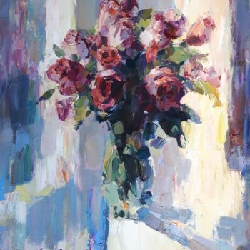Pintura intitulada "Red roses" por Aleksei Nikolskii, Obras de arte originais, Óleo