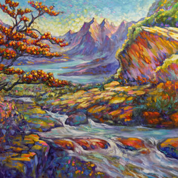 Картина под названием "Mountain landscape" - Valeriy Novikov, Подлинное произведение искусства, Масло