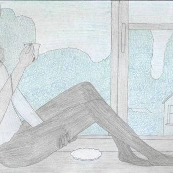 Рисунок под названием "Окна 9" - Леонида Богомолова (Лена-Кот), Подлинное произведение искусства, Цветные карандаши