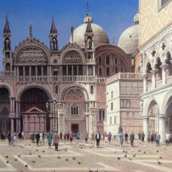 Malarstwo zatytułowany „Cathedral of St. Ma…” autorstwa Vasily Gribennikov, Oryginalna praca, Olej Zamontowany na Drewniana…