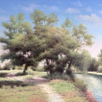 제목이 "Summer afternoon"인 미술작품 Vasily Gribennikov로, 원작, 기름 나무 들것 프레임에 장착됨