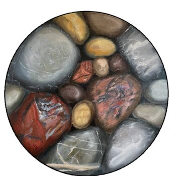Malerei mit dem Titel "Shore stones" von Tatiana Bukhteeva, Original-Kunstwerk, Öl Auf Keilrahmen aus Holz montiert